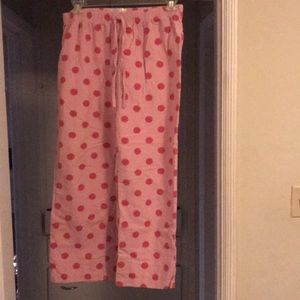 New pink with pink spots pajama bottoms, size L.